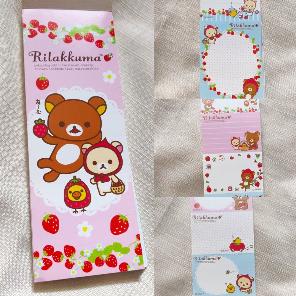 Rilakkuma Long Memo Note Pad | 12 Designs Inside | Cute Gifts Stationery